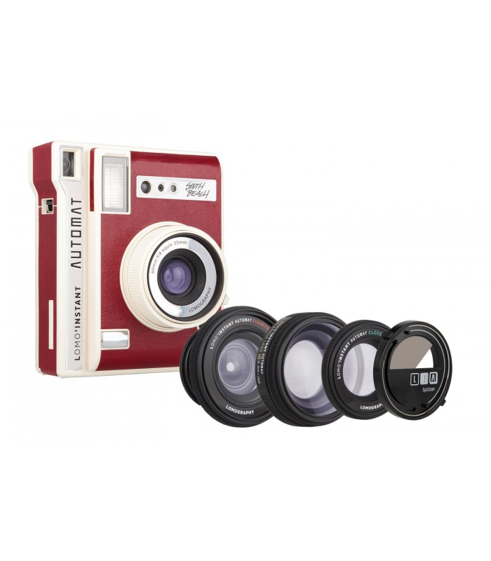 برسی دوربین چاپ سریع Lomo مدل Automat طرح South Beach Red و کیت سه تایی لنز