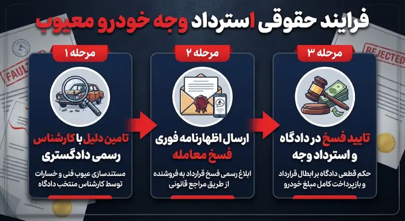 دادخواست | دادگاه ترفندهای کلاهبرداری در خرید و فروش خودرو (۱۴۰۵) + راهنمای فوری فسخ قرارداد